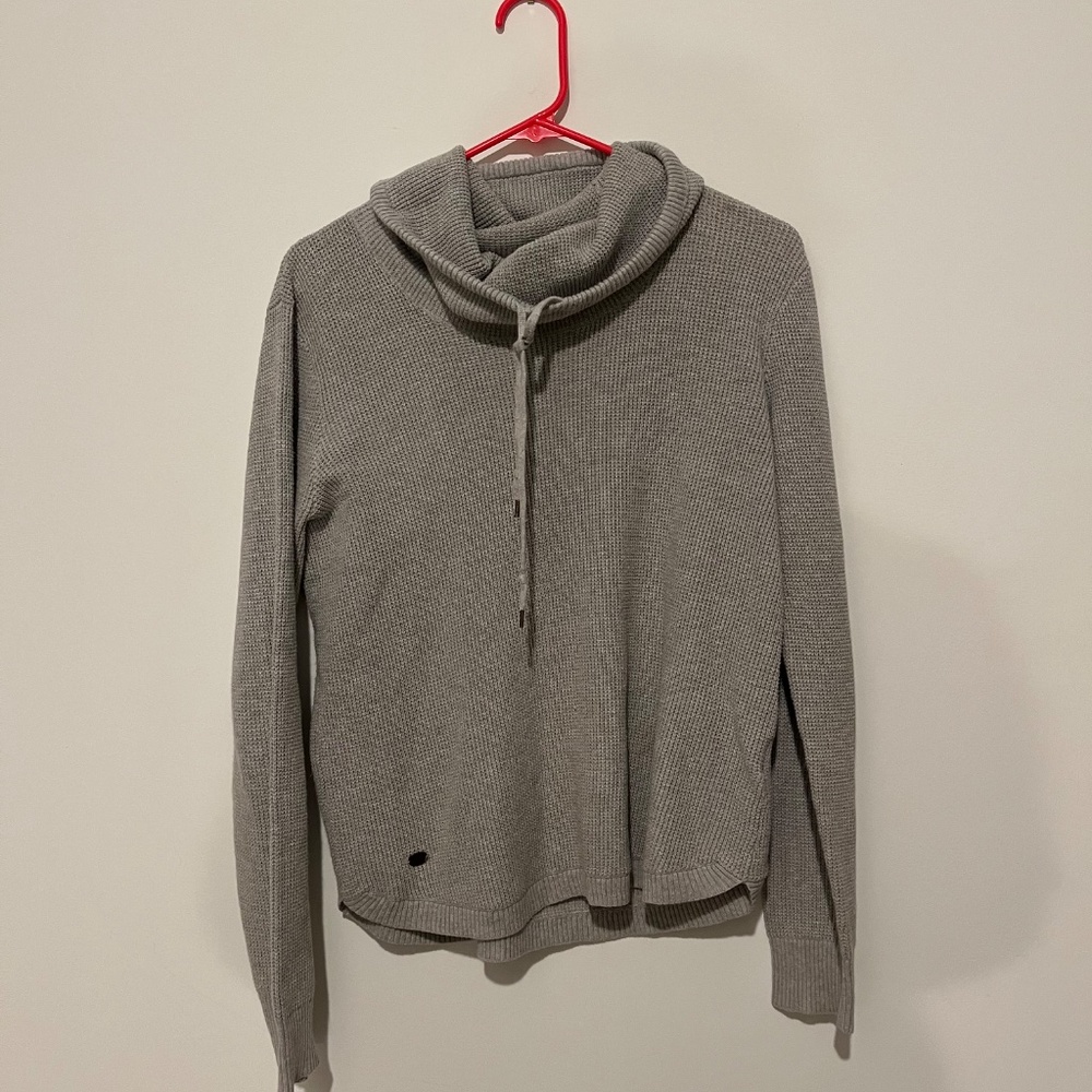 LAUREN RALPH LAUREN 100% Cotton Gray Waffle Knit Cowl Neck Sweater, Size Large - Picture 2 of 7